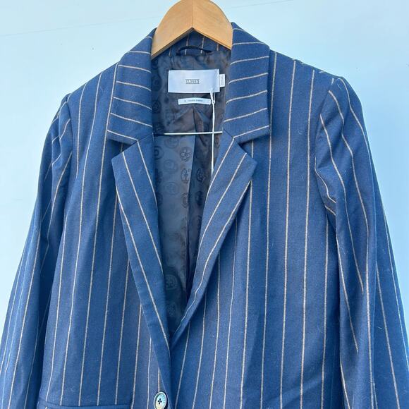 New Closed Brand Striped Navy Suit Blazer Jacket Cox Stewart Pants Wool 26 Small - Picture 6 of 14